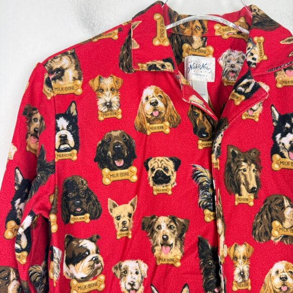 Nick & Nora Flannel Dog Breeds Milk Bone Pajama Set Red Kid's Size Large 10/12 - Picture 12 of 16